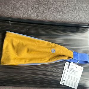 Lululemon Nulu Wide‎ Reversible Headband Wild Indigo Gold Spice NWT